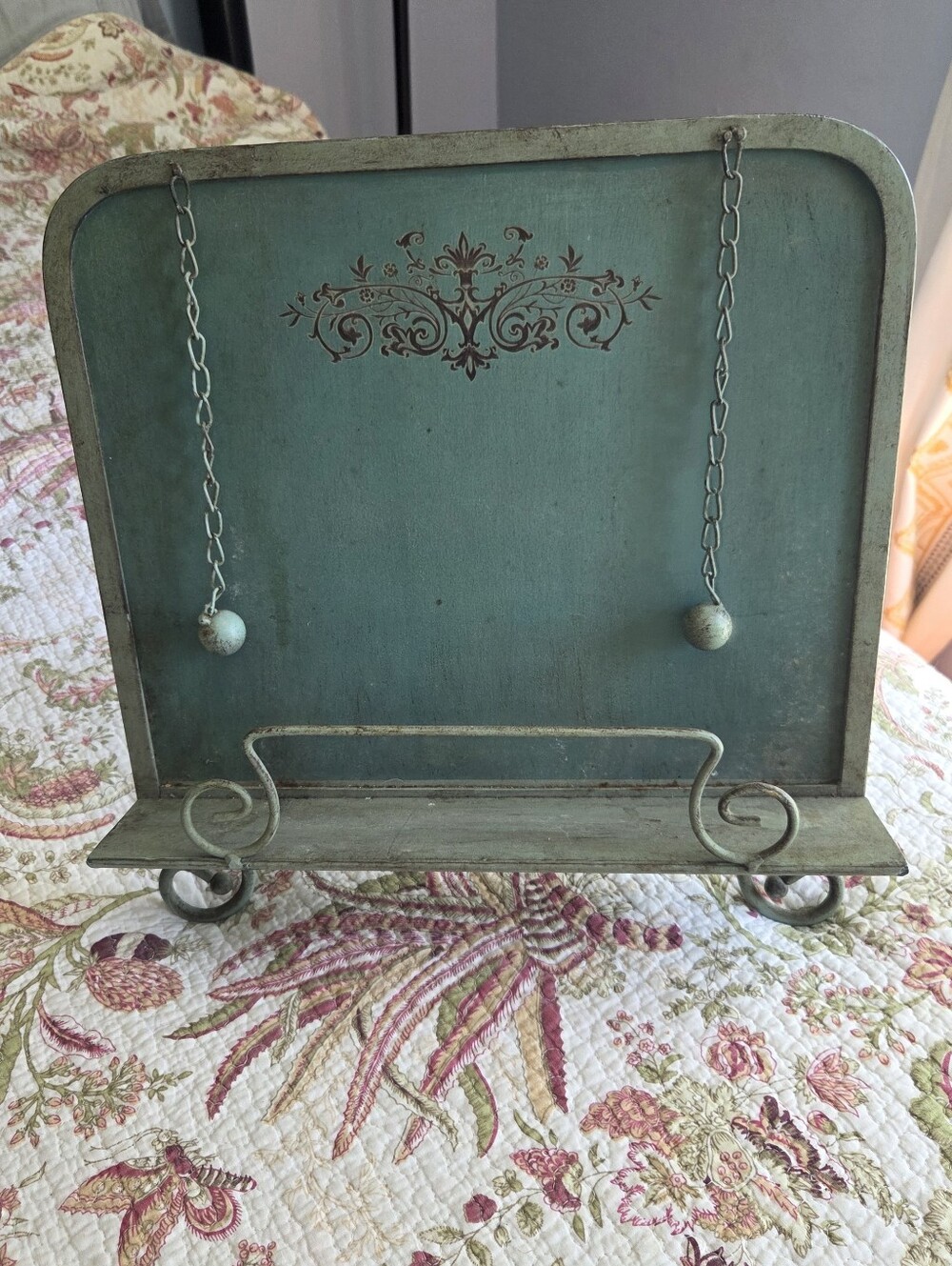 Vintage-Style Teal Metal Cookbook Stand by